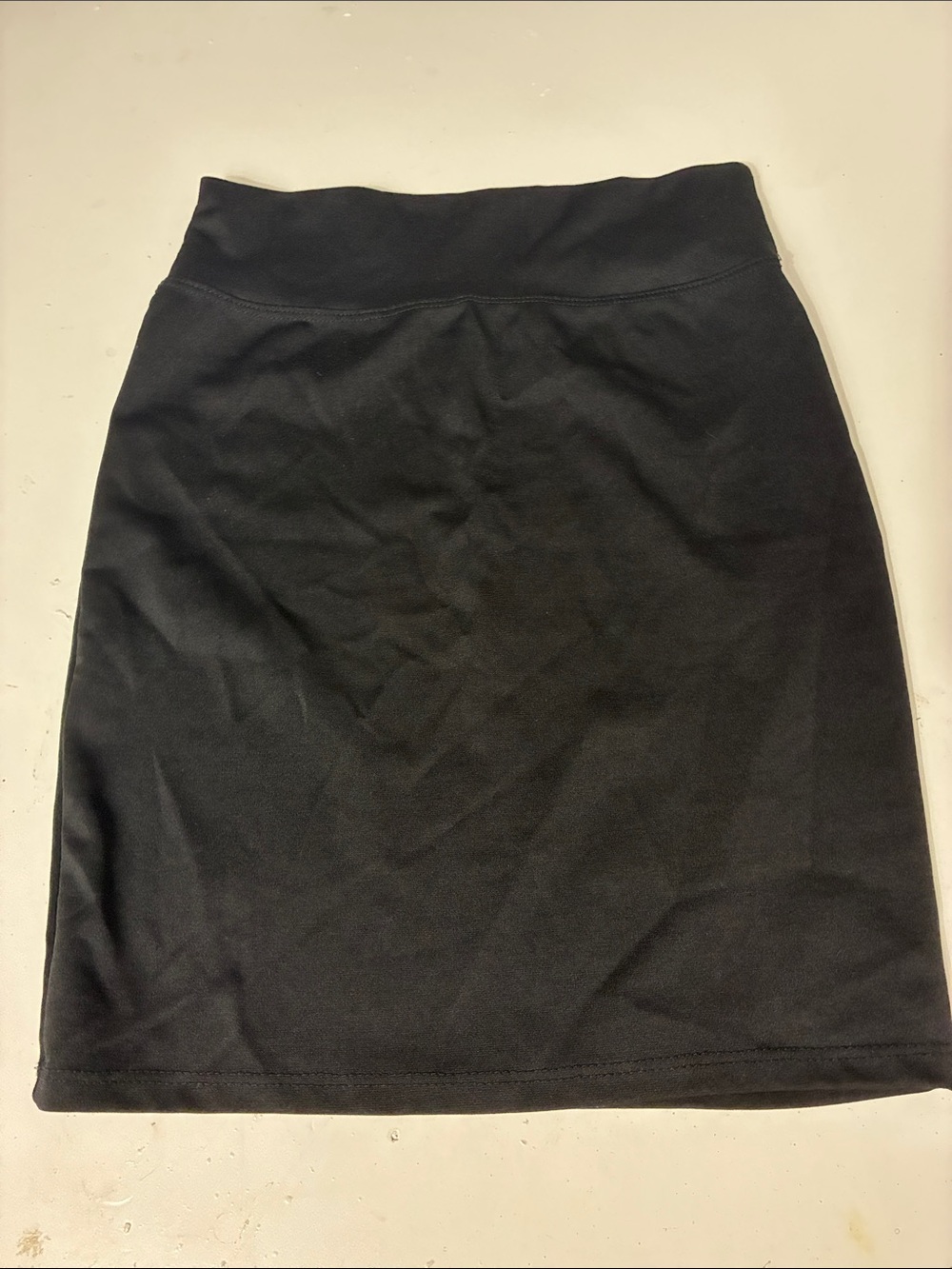 Sweet Small Black Elastic Waist Pull On Stretchy Pencil Skirt